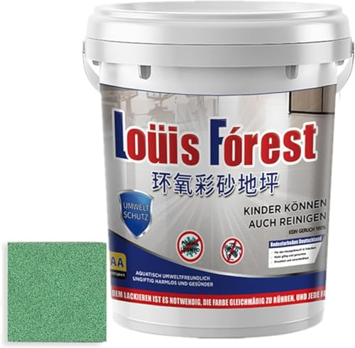 Epoxy Colored Sand Floor Paint,Louis Forest Epoxy Waterproof Floor Paints,High-Gloss Marble Effect EpoxyFloor Coating,Water-Based Epoxys Floor Paint,Suitable for Concrete,Tiles, Marble (Green)