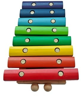 XPJYUA Xylophon 8-Noten-Xylophon aus Holz, Musikinstrument mit Schlägeln
