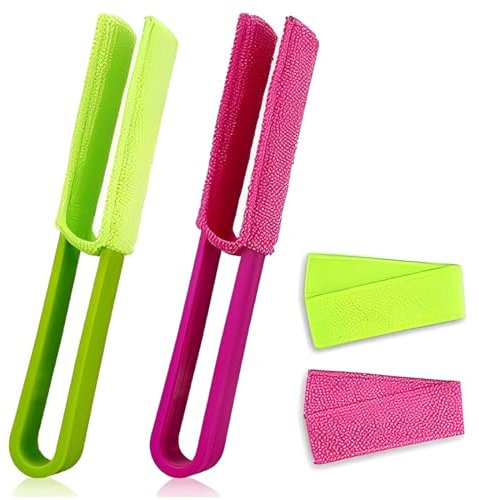 KEWUF 2 Stück Heizkörper Reinigungsbürste Jalousien Reinigungsbürste mit 2 Auswechselbares Mikrofaser-Reinigungstuch heizungsbürste, heizkörperbürste, für Rollläden, Klimaanlagen und Heizkörper