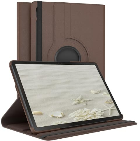 EAZY CASE - Tablet Hülle für iPad Galaxy S10 FE Schutzhülle 10,9 Zoll Smart Cover Tablet Case Rotationcase zum Aufstellen Klapphülle 360° drehbar mit Standfunktion Tasche Kunstleder Braun