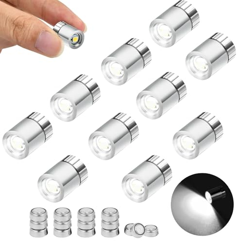 10 Stück Mini LED Lichter für Puppenhäuser, LED Licht Mini mit Batterie, Micro LED Licht zum Basteln, LED Minilichter, Miniatur Lichter für Vitrinen, Spielzeug Bausteine, Puppenhaus Beleuchtung