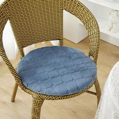 Sitzkissen Rund 50cm Blau, 1er-Set 4 cm Dicke Weiche Stuhlkissen mit rutschfest Waschbar Samtbezug, Sitzkissen Stuhl mit Reißverschluss, Chair Cushion für Indoor Esszimmer Küche Outdoor Garten