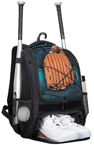 Jugendträger - Softball -Rucksack, Fledermausspeicher | Ganzkapazitätsausrüstungshalter mit großer Kapazitätsausrüstung mit separatem Schuhfach, wesentlichem Outdoor -Kit für Spieler von Schulteams un