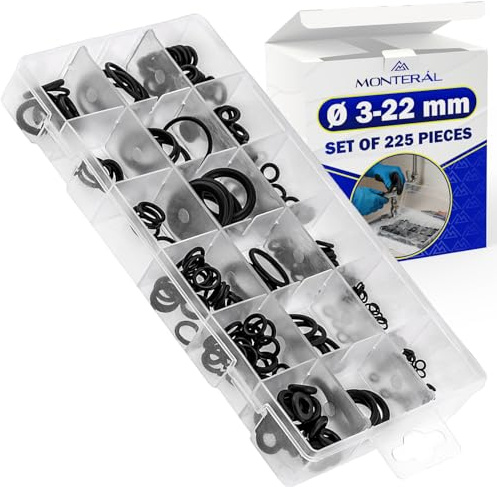225 Stück O Ring Sortiment Ø3mm Ø22mm Dichtungsringe Set NBR -50°C 125°C | MONTERAL