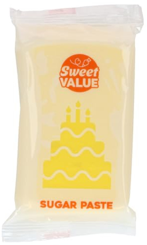 Sweet Value Sugar Paste Rollfondant, Yellow, 200 g | Fondant zum Eindecken, Modellieren und Dekorieren von Torten, Geschmeidig, Elastisch und Reißfest