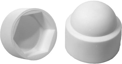 BOUCHON PLASTIQUE - Lot de 10 pcs - Cache-écrous courts M10 pour clé de 17 mm - Hauteur 18,4 mm - Pour écrou seul - en LDPE blanc robuste - Écrous standards - Protection contre la corrosion