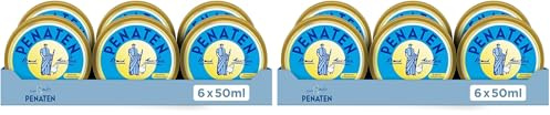 Penaten Creme (6 x 50 ml), Baby Wundschutzcreme mit Nässeschutz & Hautschutz, beruhigt & schützt sofort zarte Babyhaut dank Zinkoxid, Lanolin & Panthenol, neue Formel mit bewährtem 3-Phasenschutz