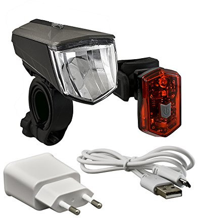 Büchel Fahrradlicht - Vail + Akku-Rücklicht I StVZO zugelassen I 80 Lux Fahrrad licht aufladbar inkl. Ladegerät I Fahrradbeleuchtung, fahrradlicht vorne, fahrrad lichter led set