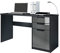 Vladon Schreibtisch Logan, Made in Germany, Bürotisch mit 2 Schubladen und 1 Tür, Schwarz matt/Grau Hochglanz (129 x 76 x 60 cm)