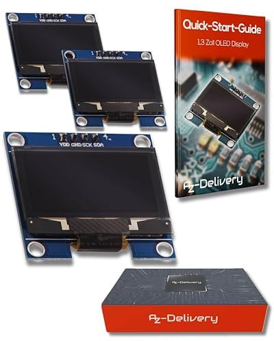 AZDelivery 3 x 1,3 Zoll OLED Display I2C SSH1106 Chip 128 x 64 Pixel I2C Bildschirm Anzeigemodul mit weißen Zeichen kompatibel mit Arduino und Raspberry Pi inklusive E-Book!