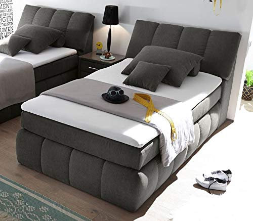 Froschkönig24 Toledo 120x200 cm Boxspringbett Bett Anthrazit, Ausführung:Variante 3