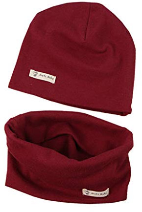 PAADIYA Baby Strickmütze+ Loop Schal Set Baumwollmütze Weich Kinder Mode Beanie Mütze Nackenwärmer Halsbänder Halstuch Herbst Winter