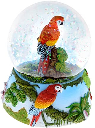 COTA Global Papageien-Schneekugel – glitzernde Wasserkugel mit funkelndem Glitzer, Sammlerstück, Neuheit Ornament für Heimdekoration, für Geburtstage, Weihnachten und Valentinstag, 65 mm