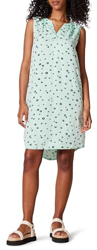 Amazon Essentials Women's Sleeveless Woven Shift Dress, Aqua Blue Poppy, M