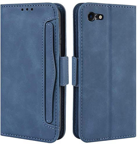 HualuBro iPod Touch 7/6/5 Hülle, Leder Flip Case mit Kartenfächern, Ständer und Magnetverschluss, Schutzhülle in Blau
