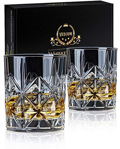 Whisky Glass, Whiskey Glass Set of 2, STNTUS 300ml Old Fashioned Whiskey Glasses, Personalised Whisky Gift Set for Men, Classic Whiskey Tumblers for Cocktails