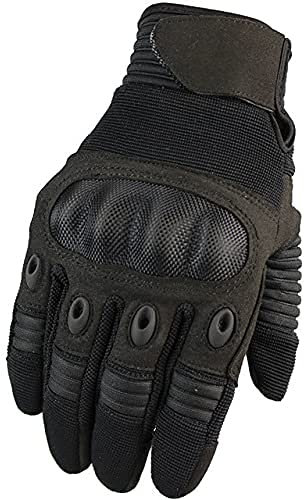 Ranger Tactical UK Full Finger Touch Screen Contact Gloves Hard Knuckle Cycling Biking Paintball Airsoft (Black, Large)