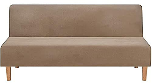 BXFUL Samt Sofabezug ohne Armlehnen 3 Sitzer Stretch Couchbezug Elastischer Abdeckung Husse für Sofabett Sofaüberzug Armless rutschfest (Kamel)