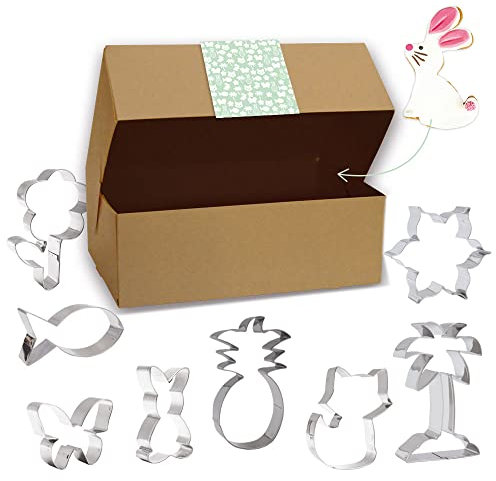 ScrapCooking - Coffret de 8 Découpoirs Nature Cookies - Lot 8 Emporte-pièces Pâques - Découpoirs en Inox, Lapin, Renard, Ananas, Palmier - Moules Biscuits - Accessoires Pâtisserie Gâteau - 2252