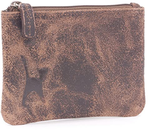 Catwalk Collection Handbags - Petit Portefeuille Femme Cuir - Mini Porte Monnaie - RFID Blocage - Boîte Cadeau - Mimi - Marron