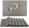 homEdge Platzset, 6 Stück rutschfeste, hitzebeständige PVC-Platzsets, waschbare Vinyl-Platzsets – Silber/Grau