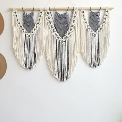 Hibisaws Makramee 110cm (W) x 82cm (H) Wandteppich Boho, Große, Handgewebt, Schlafzimmer Wanddeko ,Balkon Dekoration Wand, Wanddekoration, Geschenk für Frauen