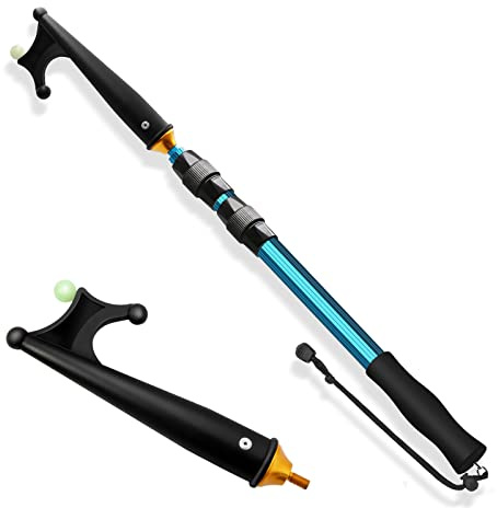 Teleskop Bootshaken Aus Aluminium Leichtgewicht Push Pole Mehrzweck 79-200cm Ausziehbare Stange rutschfesten Gummigriff mit leuchtenden Perlen Kunststoffhaken und Lanyard für Docking und Mooring