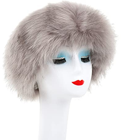 Winter Kunstpelz Stirnband, Damen Fellmütze, Fuchs Pelz Stirnbänder, Fell Kopfband Haarschmuck, Ohrenwärmer, Flauschige Haarband für Outdoor Warmer Ski