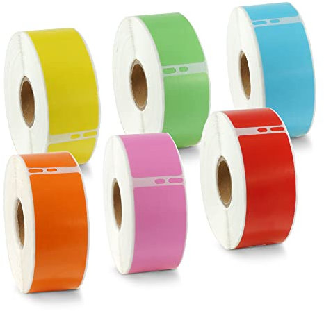 BETCKEY - 6 Große Rollen 6 Farbe gemischt Adressetiketten Kompatibel mit DYMO 99010(S0722370), 28mm x 89mm, 2100 Farbige Etiketten für LabelWriter 450, 4XL NICHT passend 550 oder 5XL