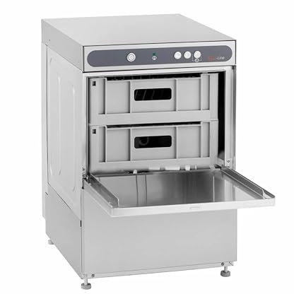 GastroHero ECOLINE-GLSM40SLE Gläserspülmaschine I Edelstahl Spülmaschine mit Laugenpumpe & Enthärter I Geschirrspüler für Gastronomie I Korbmaß 40 cm