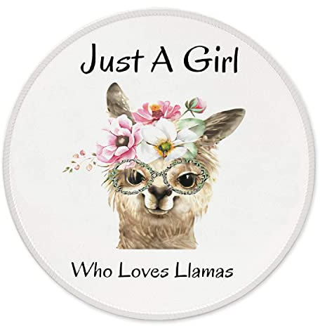 Znzd Just A Girl Who Loves Llamas Mauspad, 20x20 cm, Wildtier-Blume, Lama, rutschfeste Gummiunterseite, Mauspads für Zuhause, Büro, Studentenwohnheim, Geschenke für Lama-Liebhaber, Mädchen
