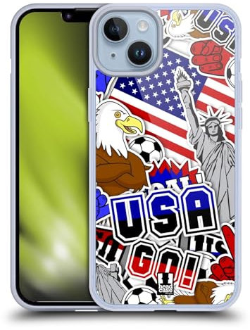 Head Case Designs ESTADOS Unidos Iconos de País de Fútbol Caso de Gel Suave Compatible con Apple iPhone 14 Plus