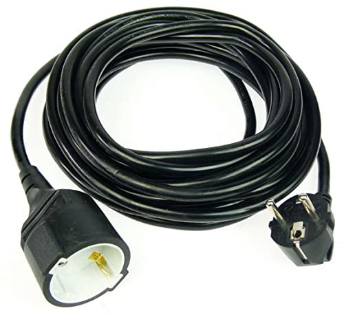 Verlängerungskabel 7,5 m schwarz 3 x 1,5 qmm Schukokabel Stromkabel Kunststoff Schuko Verängerung mit Winkelstecker