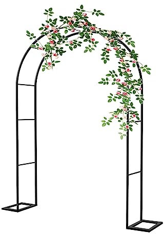 ARtsim Torbogen Rosenbogen für Balkon Blumen Rankhilfe Gartenbogen Metall Spalier Rosengestell wetterfest Toller Hochzeit Bogen 180cm 240cm 120cm (Color : Schwarz, Size : 160cm x 220cm)