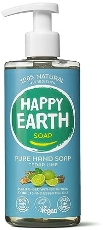 Happy Earth Handseife - Handseife mit Pumpe - 100% Natürliche Inhaltsstoffe & Vegan - Cedar Lime - 300 ML