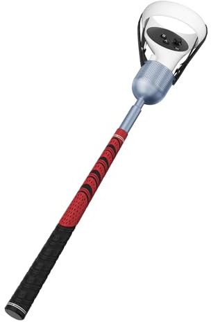 ZHGM VR-Golfschläger-Aufsatz aus Aluminium für Oculus Quest 2 / Meta Quest 2, VR-Golfschläger-Griff, Zubehör mit realistischem Gummigriff und 2 Riemen, Rot