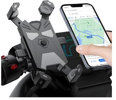 JNNJ Handyhalterung Motorrad, 360° Drehbar Outdoor Handy Fahrradhalterung, Universal Handy Halterung Fahrradlenker Mit Diebstahlschutz-Klemme Für Motorrad(Grau)