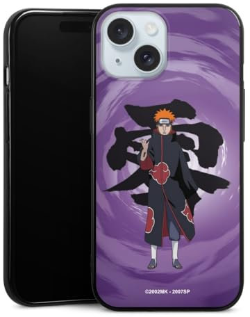 Silikon Hülle kompatibel mit Apple iPhone 15 Case schwarz Handyhülle Pain Naruto Shippuden Akatsuki