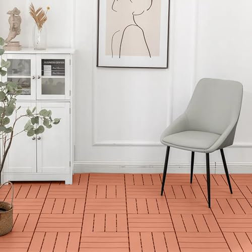 16 Stück 30 cm Große Terrassenfliesen, Ineinandergreifende Kunststoff-Terrassenfliesen Für Bodenbeläge Im Freien, Wasserabweisend, Für Terrasse, Balkon, Veranda, Dach, Garage(Color:Ziegel)