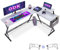 ODK Scrivania Angolare, Scrivania Gaming 167x120cm con Supporto per Monitor, Scrivania Bianca Carbonio con Porta Cuffie per Gamer