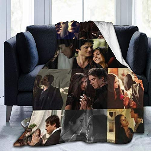 Amkong Salvatore Damon Elena Love Collage Decke, Merch, TV-Show, Fans, Geschenke, Vampir, Katherine, Ornamente, dekorative Überwurf, Fleecedecke für Bettwäsche, Couch, Sofa, 203,2 x 152,4 cm