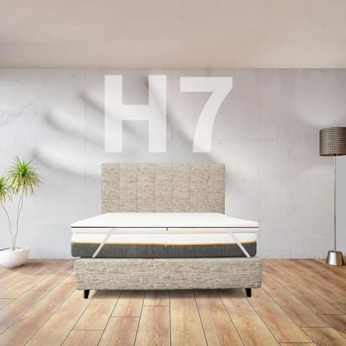 Topper aus Memory-Schaum, weich, gegen Rückenschmerzen, Höhe 7 cm, für Doppelbett, 175 x 200 cm, abnehmbarer Topper, hypoallergen, mit Gummibändern zur Befestigung – Modell Cupid H7