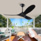 60Inch Ceiling Fan No Light, Modern Black Ceiling fan with Remote Control, Large Indoor Outdoor Ceiling Fans for Patios Bedroom, 3 Blade 6 Speed Quiet Reversible DC Motor Ceiling fan