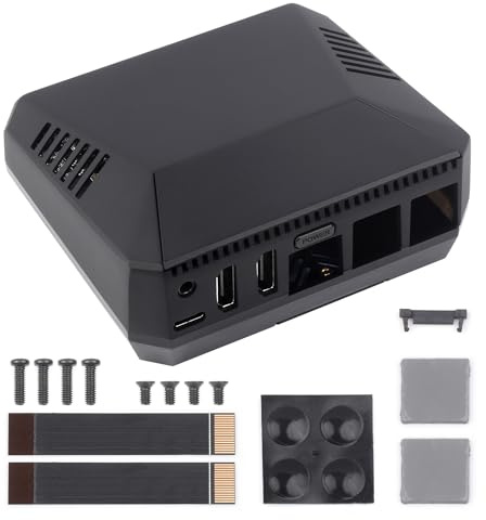 Waveshare Argon ONE V3 M.2 NVME PCIE Gehäuse für Raspberry Pi 5, Aluminum Alloy Case with Built-in Cooling Fan & M.2 NVME Expansion Slot