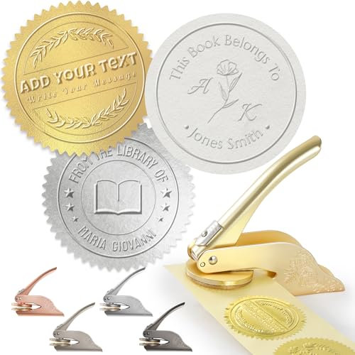 Buchpräger Personalisiert Prägestempel, Stempel Personalisiert,Buchstempel Exlibris, Geschenk für Bücherliebhaber, Buch Präger Embosser, für Bücher, Bibliothek, Hochzeit Einladung, Umschläge