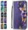 Flip Case for iPhone X XS Patterned Design with Card Holder Leather Wallet Phone Cover for Girls Boys Women Men - Purple Butterflies