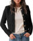 Saodimallsu Damen Kurz Strickjacke Langarm Cardigan Rundhalsausschnitt Knopfleiste Strickweste Vintage Trachtenjacke Elegante Oberteil mit Taschen Schwarz L