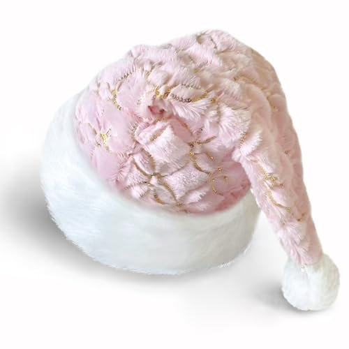Bseical Weihnachtsmützen Erwachsene Weihnachtsmütze Pailletten Nikolausmütze Plüsche Pailletten Samt Weihnachtsmannmütze Warm Dicker Weihnachtsmann Mütze Haarschmuck Weihnachtshut Santa Hat (Rosa)
