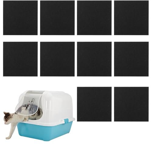 Tutamaz 10 Stück Katzentoilette Aktivkohlefilter, Aktivkohle Schwammfilter für Katzenklo und Pfannen Kohlefilter Ersatz für Vollständig Geschlossene Katzentoilette