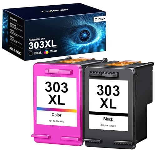 Coloran 303XL Wiederaufbereitung Druckerpatronen Ersatz für HP 303 XL für HP Envy Photo 6230 Patronen 7830 6232 6220 7134 6234 Tango X (Schwarz, Farbe)
